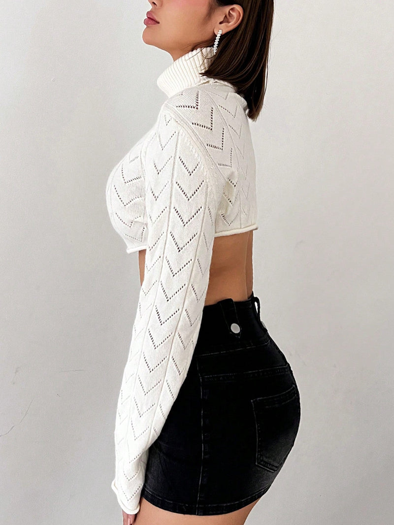 ICON Jersey crop cuello alto de punto de malla micro