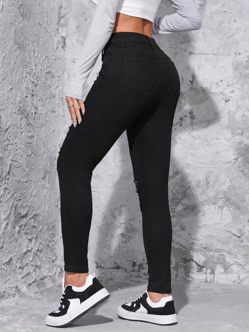 PETITE Jeans ajustados desgarro de talle alto