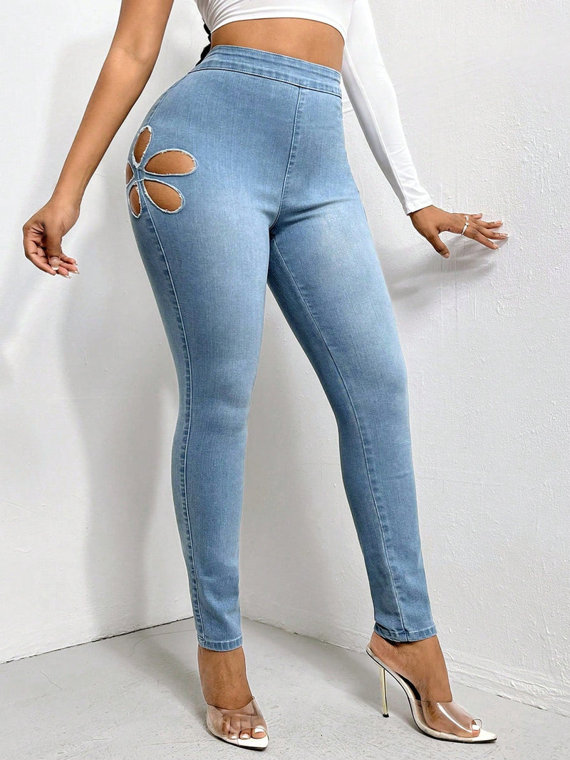 SXY Jeans ajustados con abertura lateral