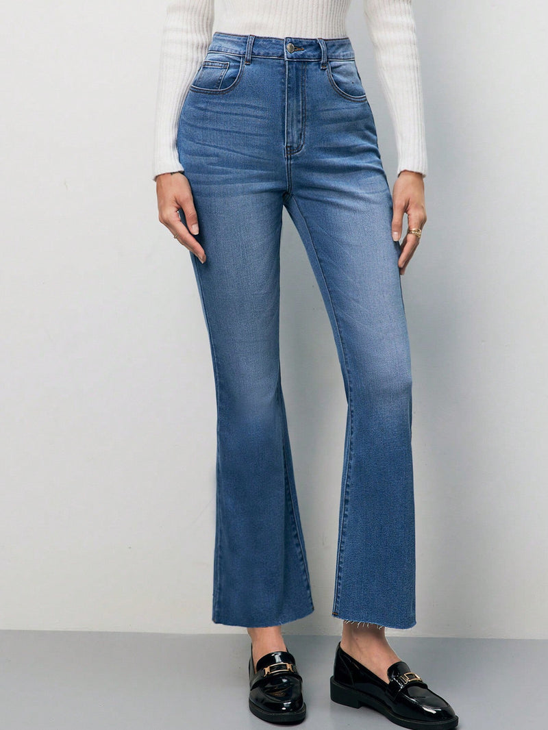 Frenchy Jeans de pierna amplia de talle alto sin cinturon