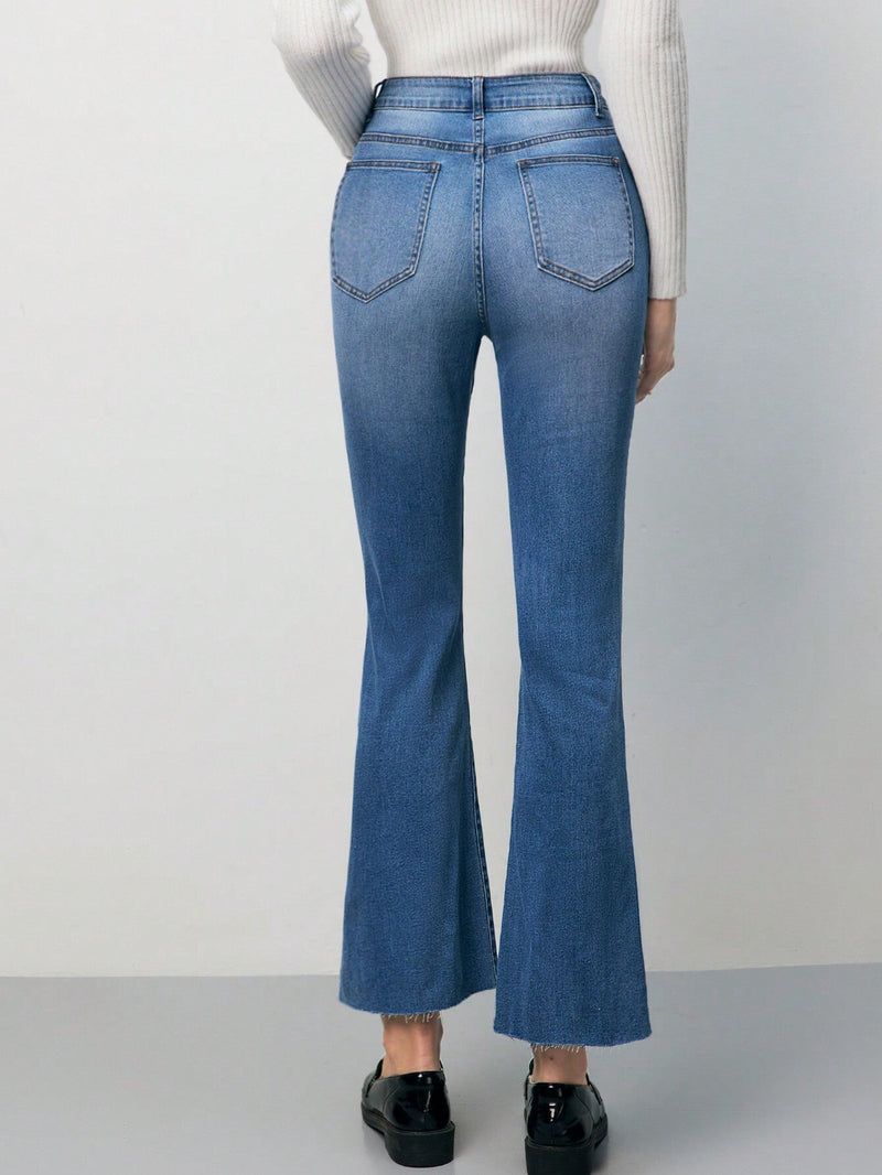 Frenchy Jeans de pierna amplia de talle alto sin cinturon