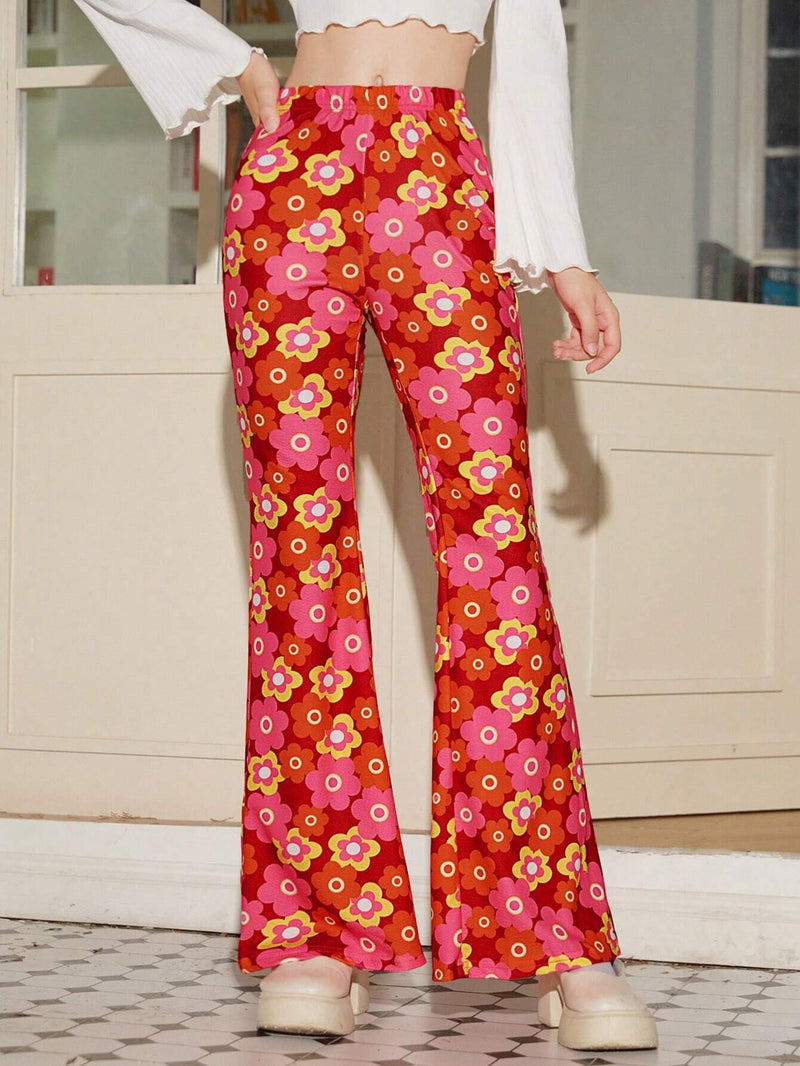 WYWH Pantalones Con Piernas Acampanadas Con Estampado Floral Completo