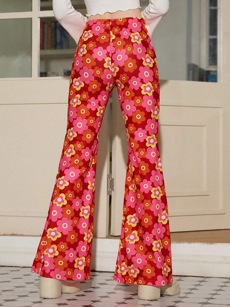 WYWH Pantalones Con Piernas Acampanadas Con Estampado Floral Completo