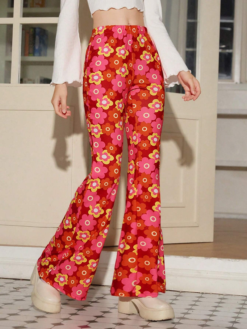 WYWH Pantalones Con Piernas Acampanadas Con Estampado Floral Completo