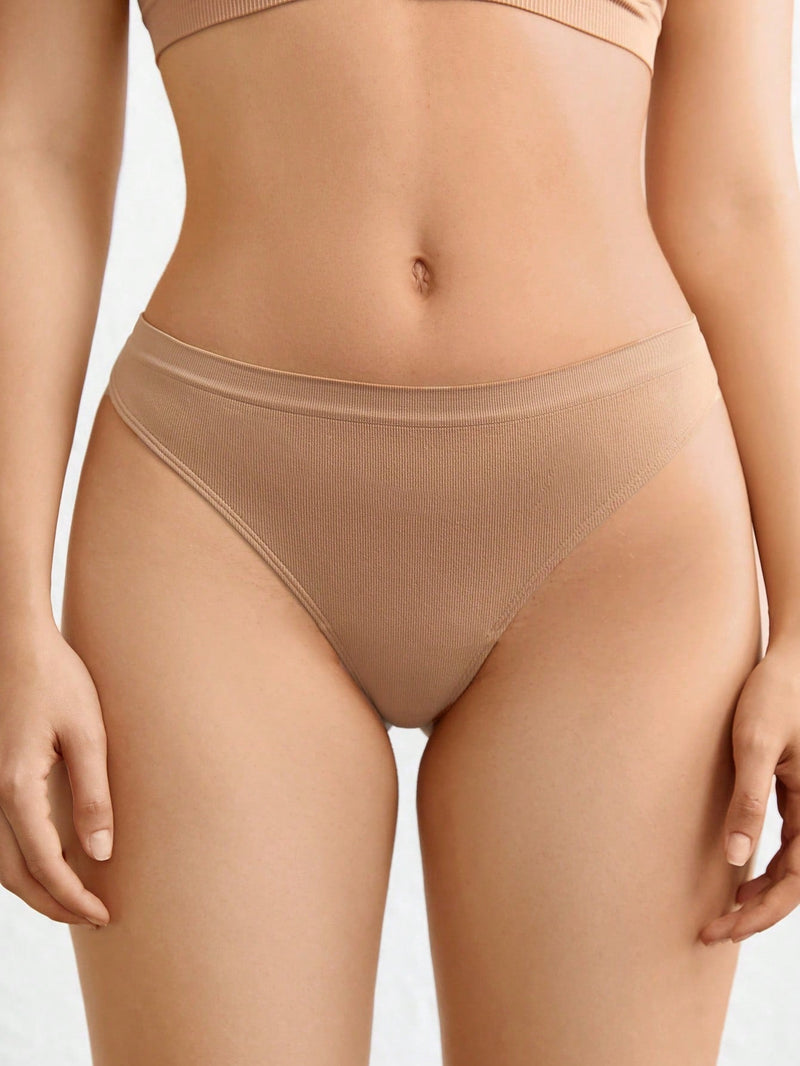 Leisure tanga solido sexy, comodo, con cintura media, sin costuras y elastico, amigable con la piel - desnudo