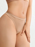 Leisure tanga solido sexy, comodo, con cintura media, sin costuras y elastico, amigable con la piel - desnudo