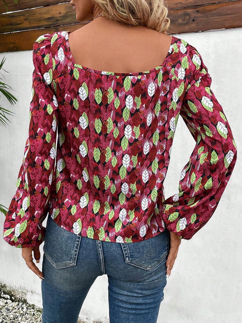 Frenchy Blusa con estampado con encaje en contraste