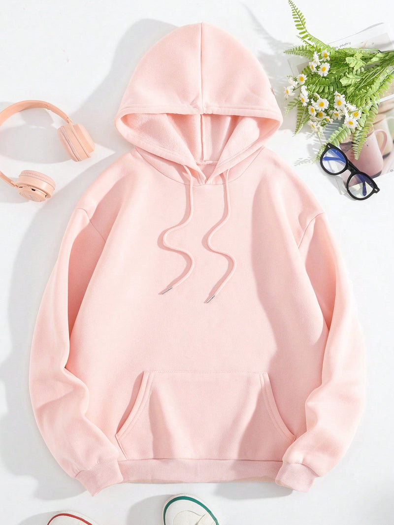 Ezwear capucha termica con estampado de slogan y mariposa con bolsillo de canguro con cordon