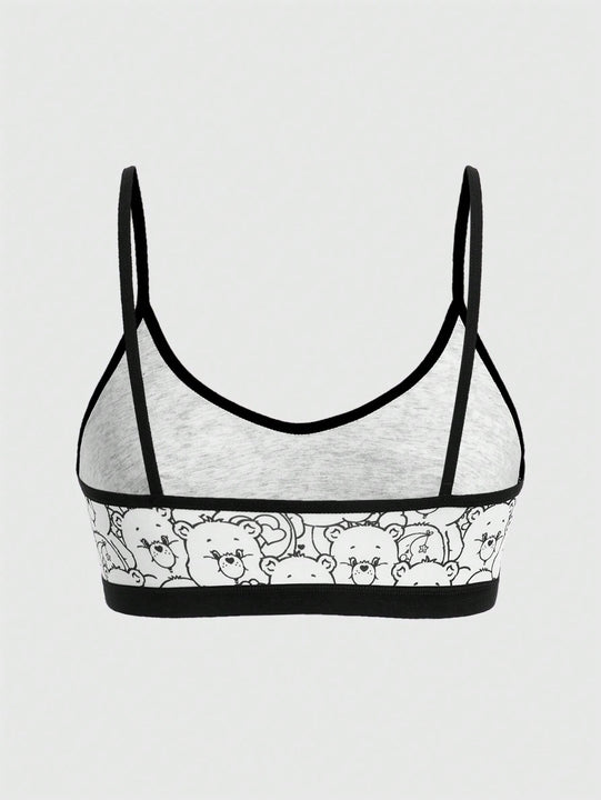 ROMWE X Care Bears Juego De Ropa Interior Blanca Con Estampado De Oso De Dibujos Animados Y Correas Finas