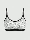 ROMWE X Care Bears Juego De Ropa Interior Blanca Con Estampado De Oso De Dibujos Animados Y Correas Finas