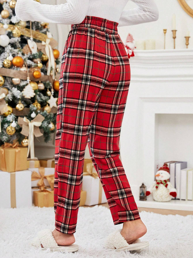 Essnce Pantalones con estampado de tartan cremallera