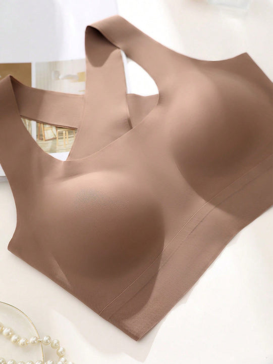 1 pieza sujetador sin costuras de unicolor para mujer