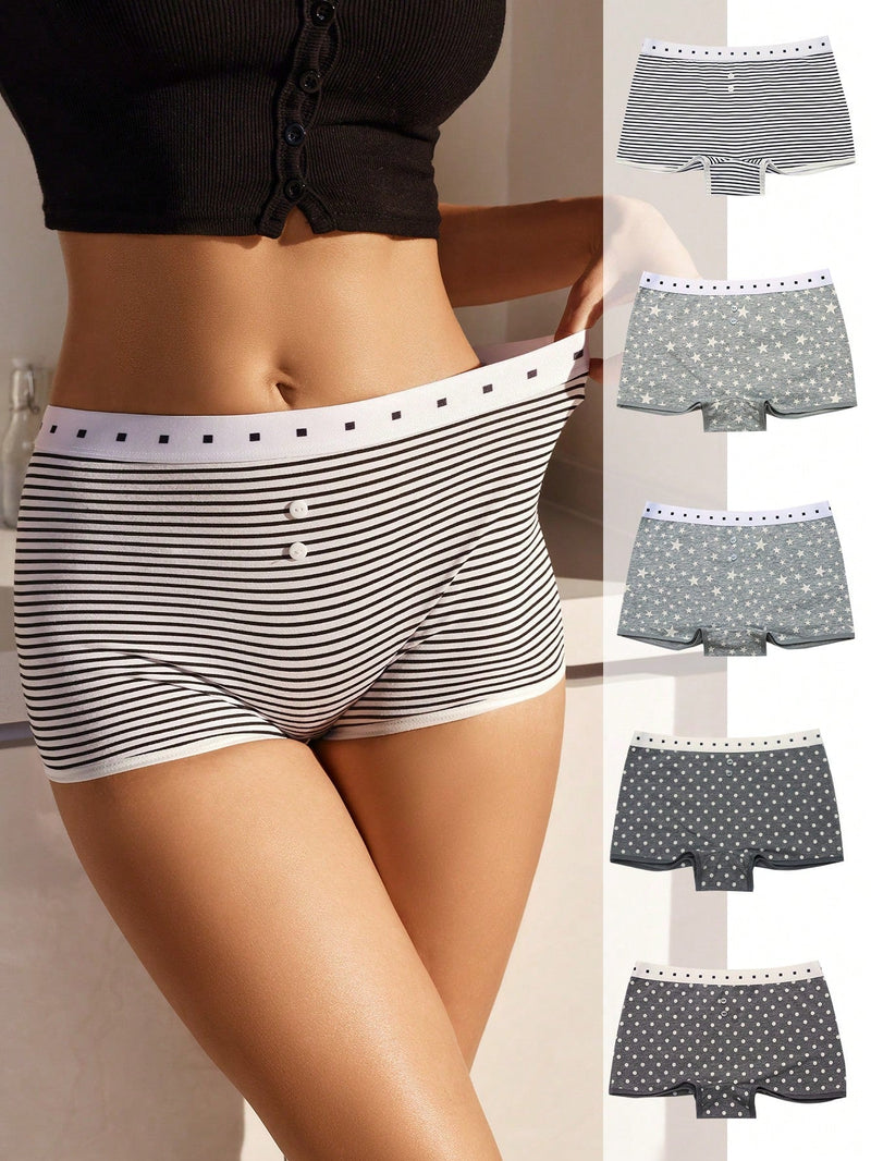 5 piezas Boyshorts con estampado de rayas