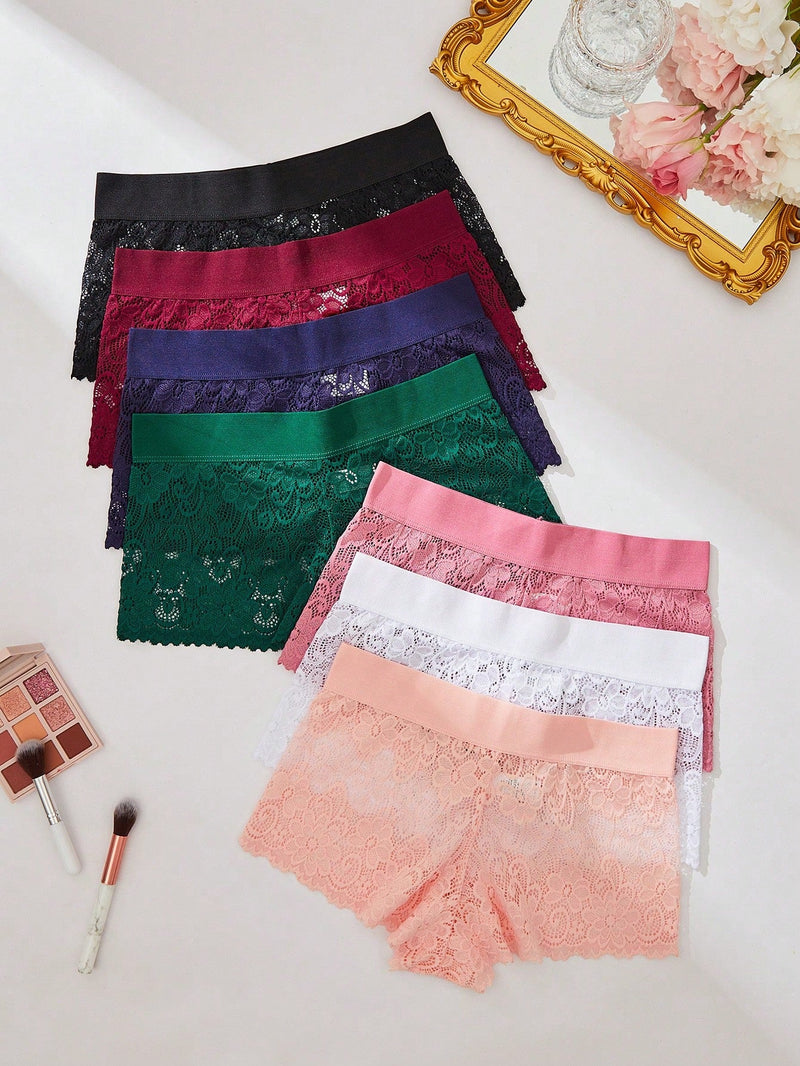 7 piezas Boyshorts con encaje floral