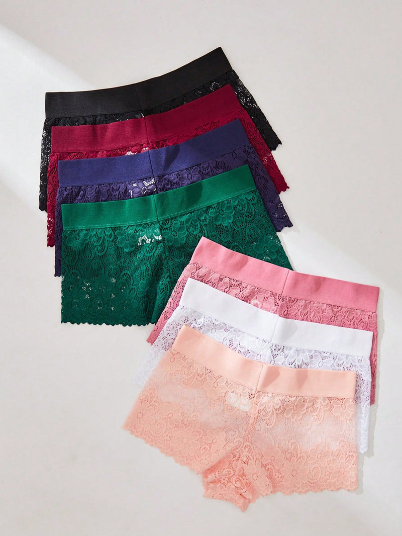 7 piezas Boyshorts con encaje floral