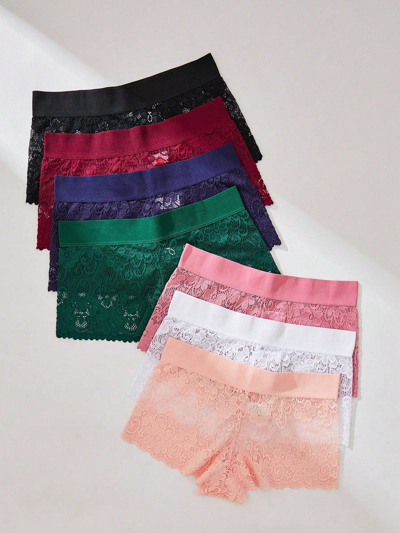 7 piezas Boyshorts con encaje floral