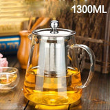 Tetera Elegante de Vidrio Engrosado con Infusor de Acero Inoxidable - Resistente al Calor, Apta para Lavavajillas - Perfecta para Preparar Té en Casa en Estufas de Gas