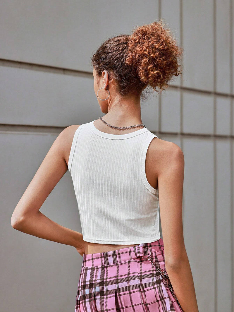 Top tank crop con estampado de palmera y letra