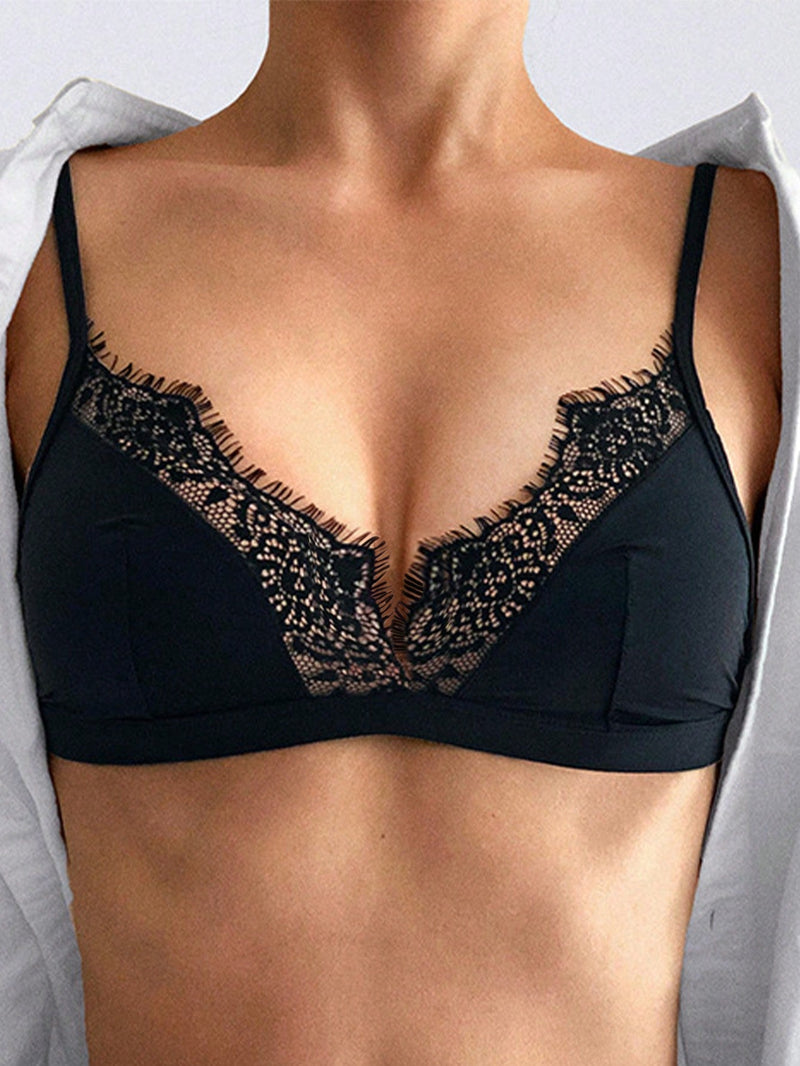 Sujetador De Saten Suave, Ropa Interior Comoda, Sujetador Bralette Sin Alambre De Encaje, Lenceria Intima De 3/4 Taza, Sujetadores Delgados Sin Costuras Para Mujeres