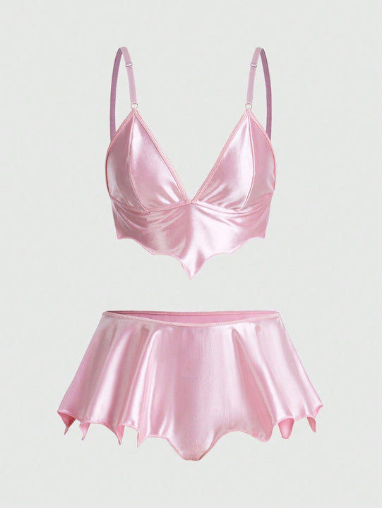 ROMWE Goth Set de lenceria unicolor de saten