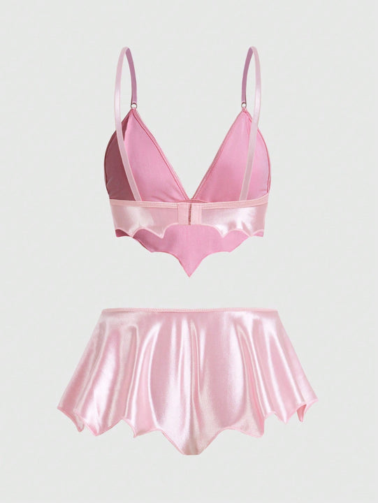 ROMWE Goth Set de lenceria unicolor de saten