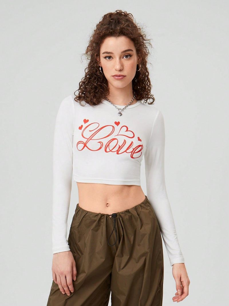 Forever 21 Top Largo Con Mangas Largas Recortadas E Impresion De Letras