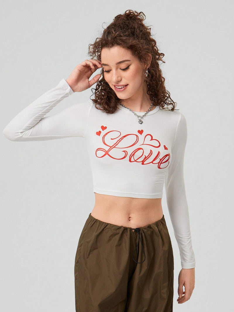 Forever 21 Top Largo Con Mangas Largas Recortadas E Impresion De Letras