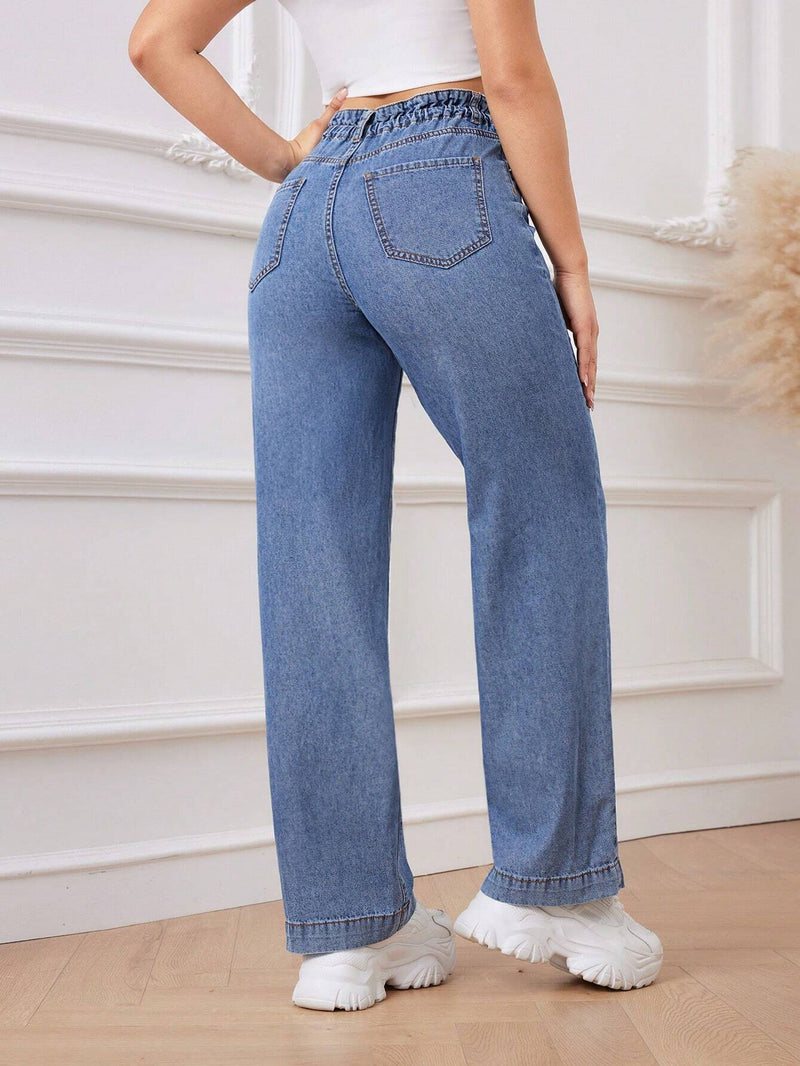 Prive Jeans de pierna recta de cintura con cordon