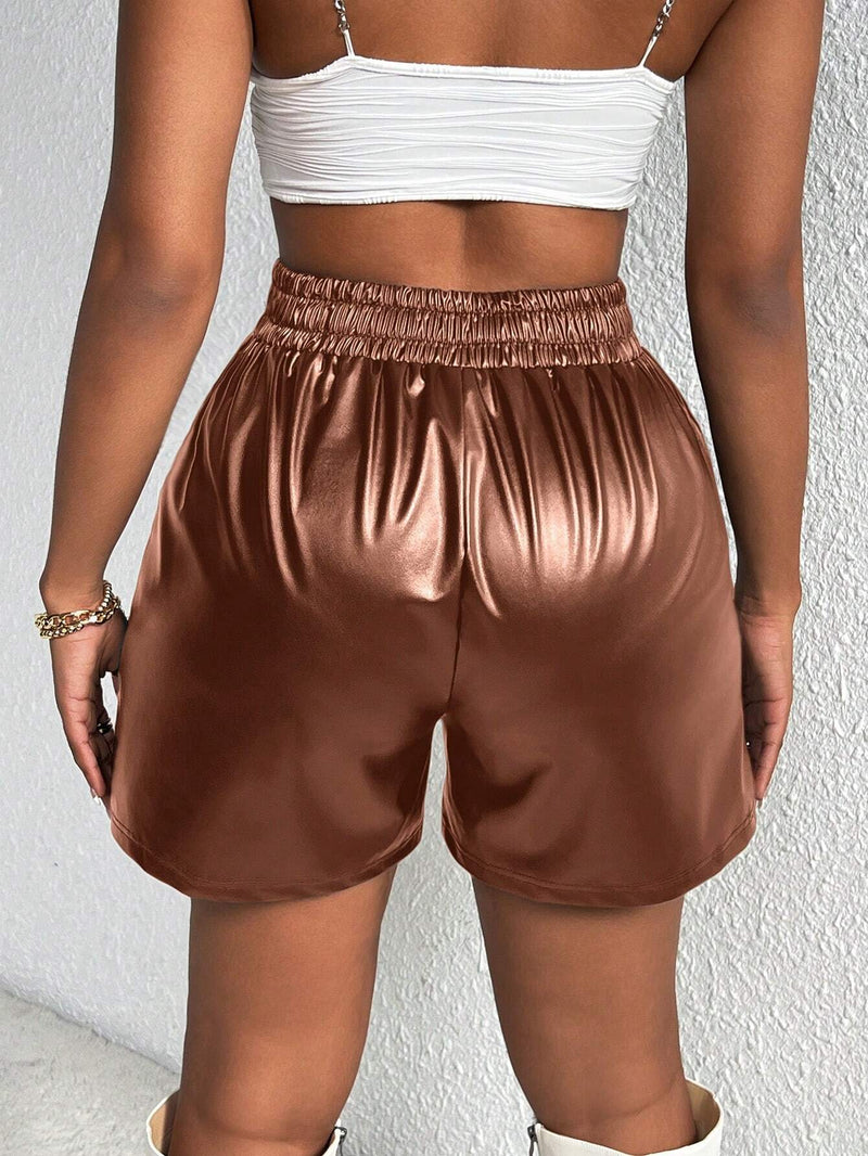 Slayr Shorts de cintura elastica PU