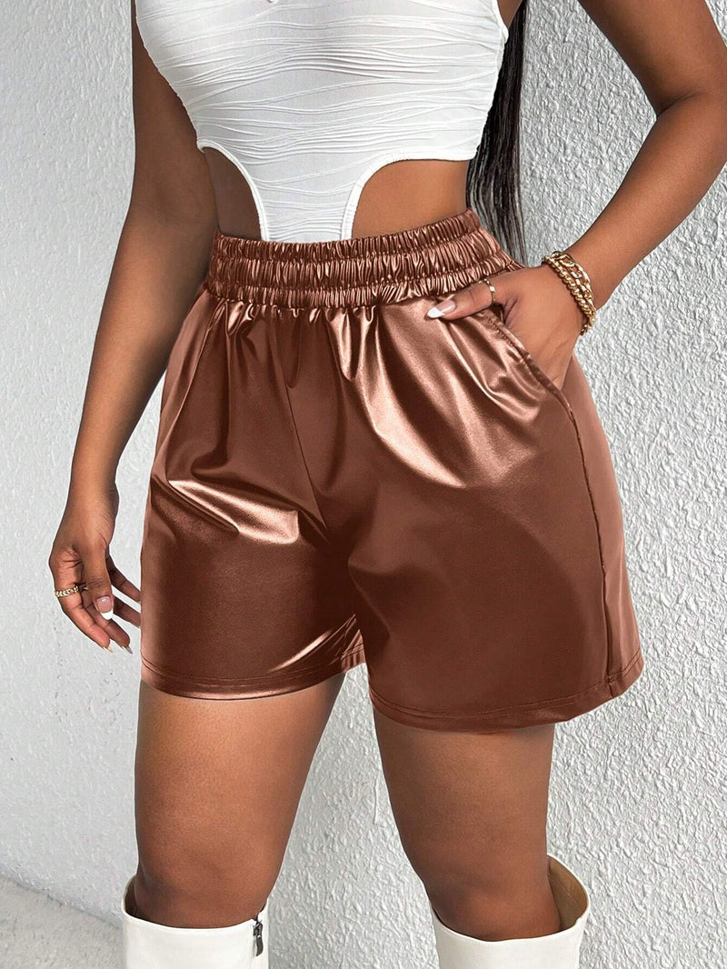 Slayr Shorts de cintura elastica PU