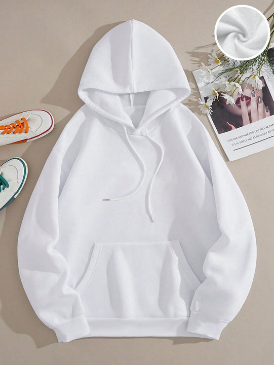 Cottnline sudadera con capucha de algodon con bolsillo canguro, hombros caidos y cordon ajustable