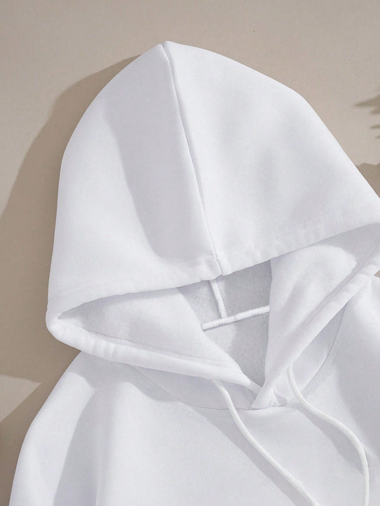 Cottnline sudadera con capucha de algodon con bolsillo canguro, hombros caidos y cordon ajustable