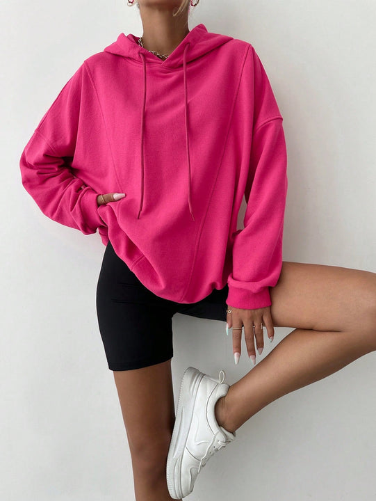 Cottnline sudadera con capucha de hombros caidos y cordon para otono e invierno