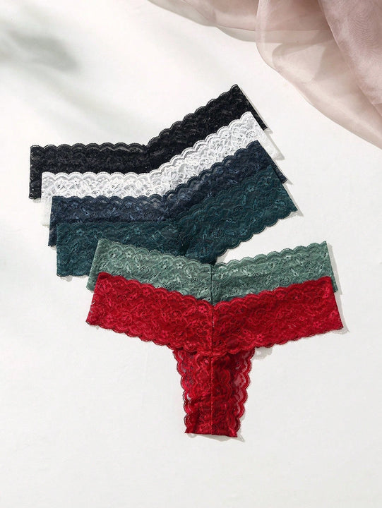 Underwear&sleepwear basics paquete de 6 tangas de encaje floral