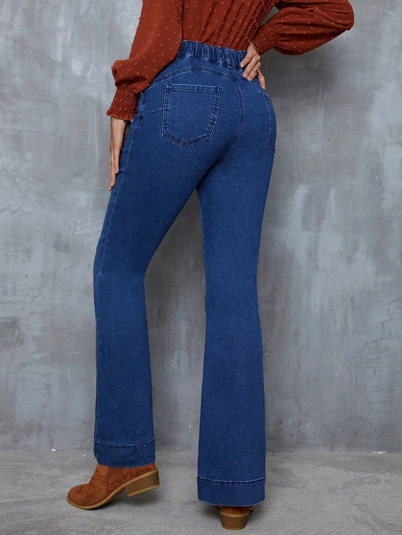 EMERY ROSE Jeans de pierna amplia de cintura elastica