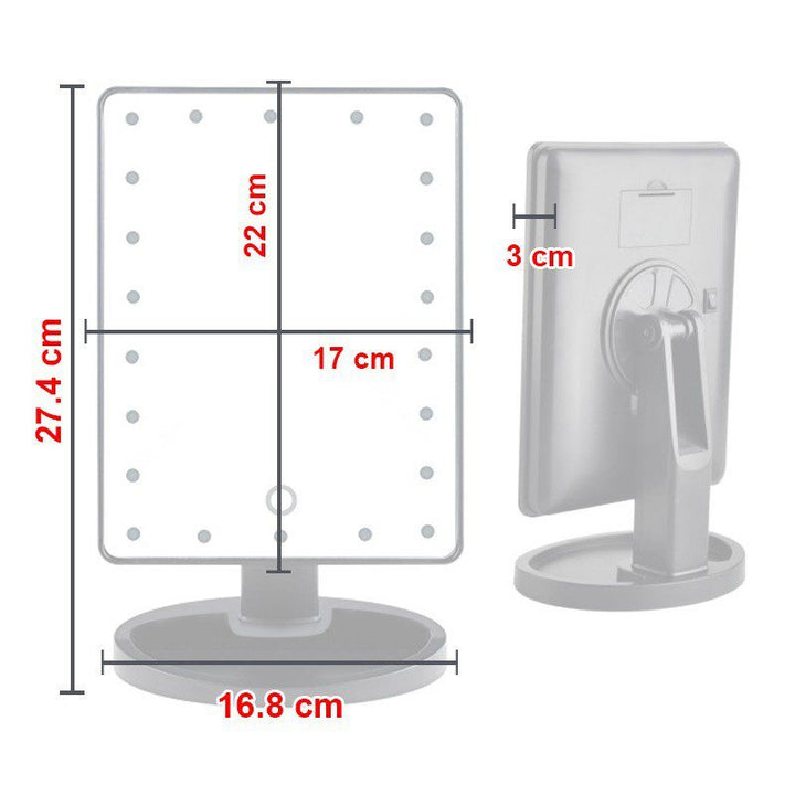 Espejo LED Maquillaje Pantalla Táctil Tocador X22 Luces 1608