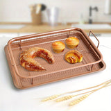 1pc Bandeja de Acero Inoxidable Antiadherente para Freidora de Aire con Parrilla, Cesta para Hornear Crispy de Cobre, No Requiere Batería, Accesorio de Cocina para una Alimentación Saludable