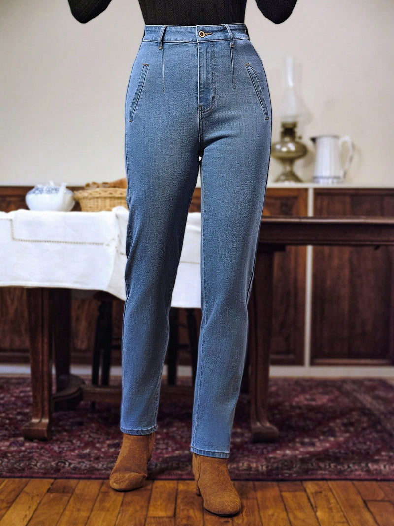 Frenchy Jeans de ajuste mom de talle alto