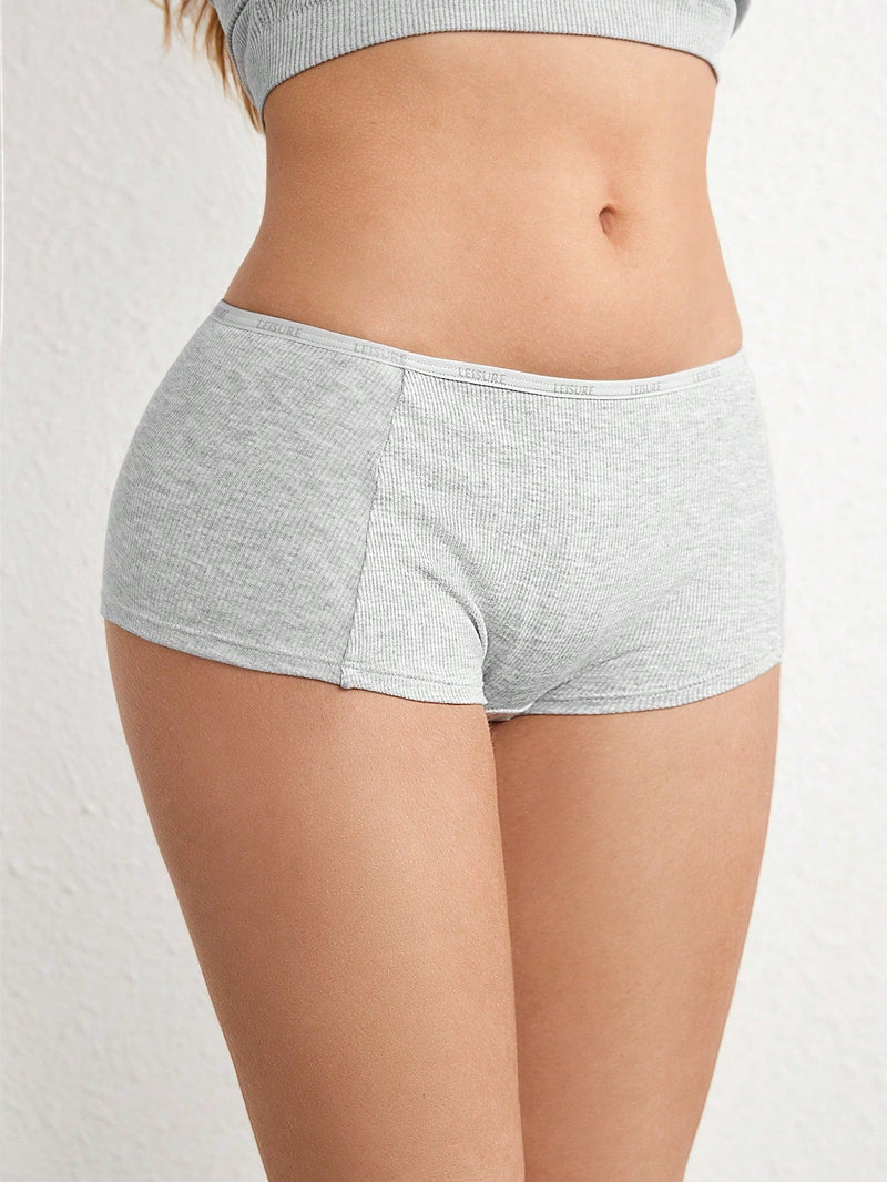 Tangas Tipo Boyshorts De Punto De Color Liso Para Mujer