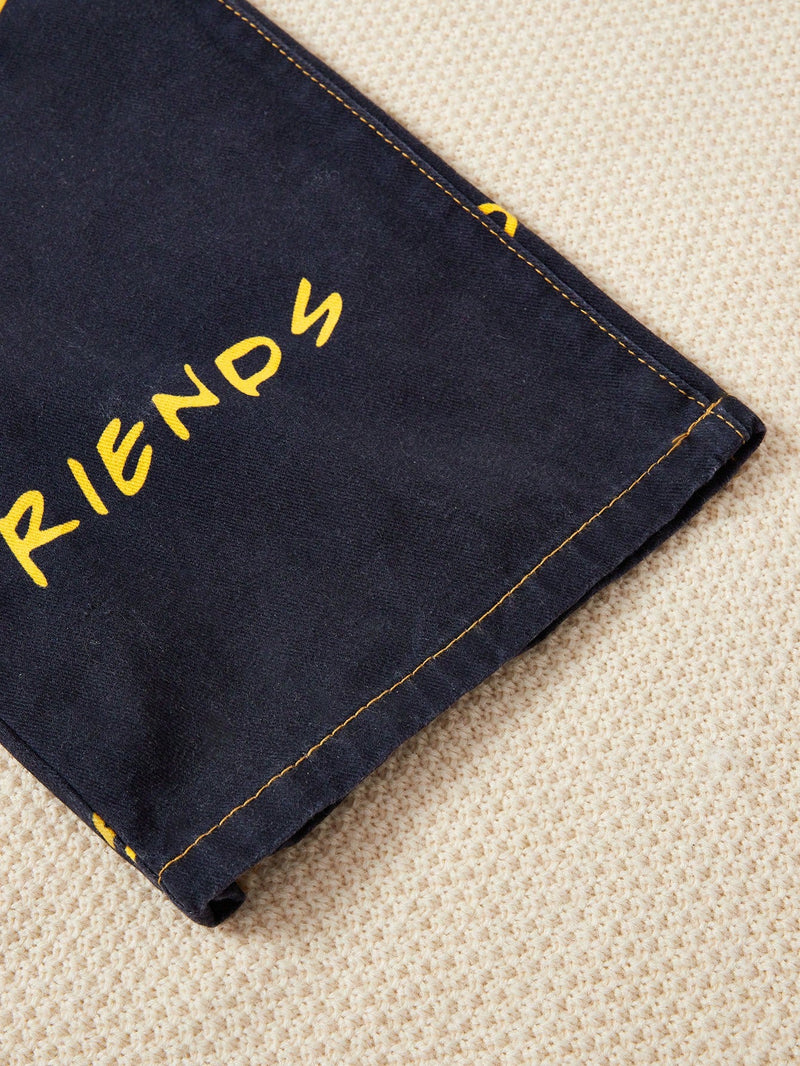 FRIENDS X  Jeans de pierna recta con estampado de letra