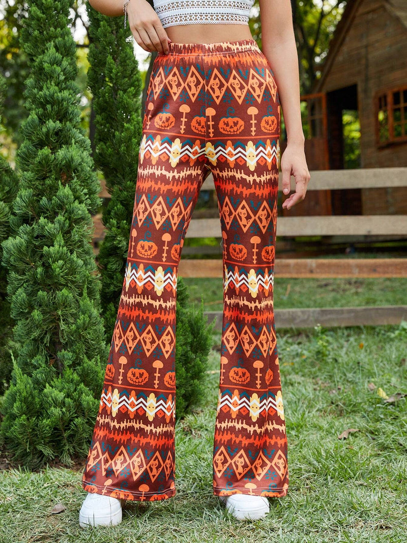 WYWH Pantalones acampanados con estampado de halloween