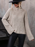 Frenchy Jersey de cuello alto de hombros caidos de punto de malla