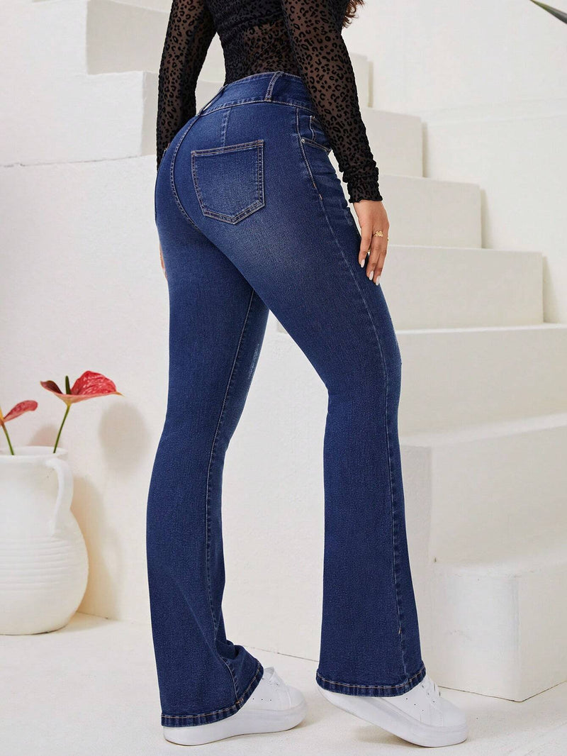 Prive Jeans de pierna amplia de talle alto rasguno de gato