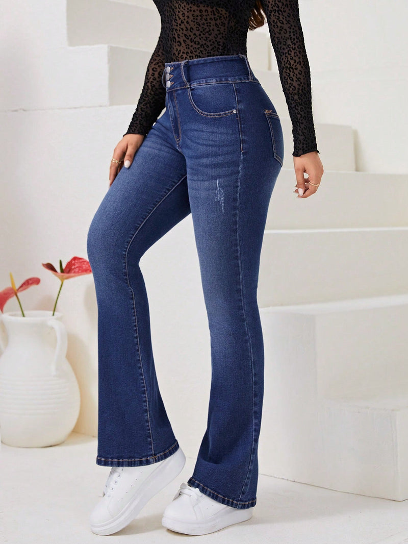 Prive Jeans de pierna amplia de talle alto rasguno de gato