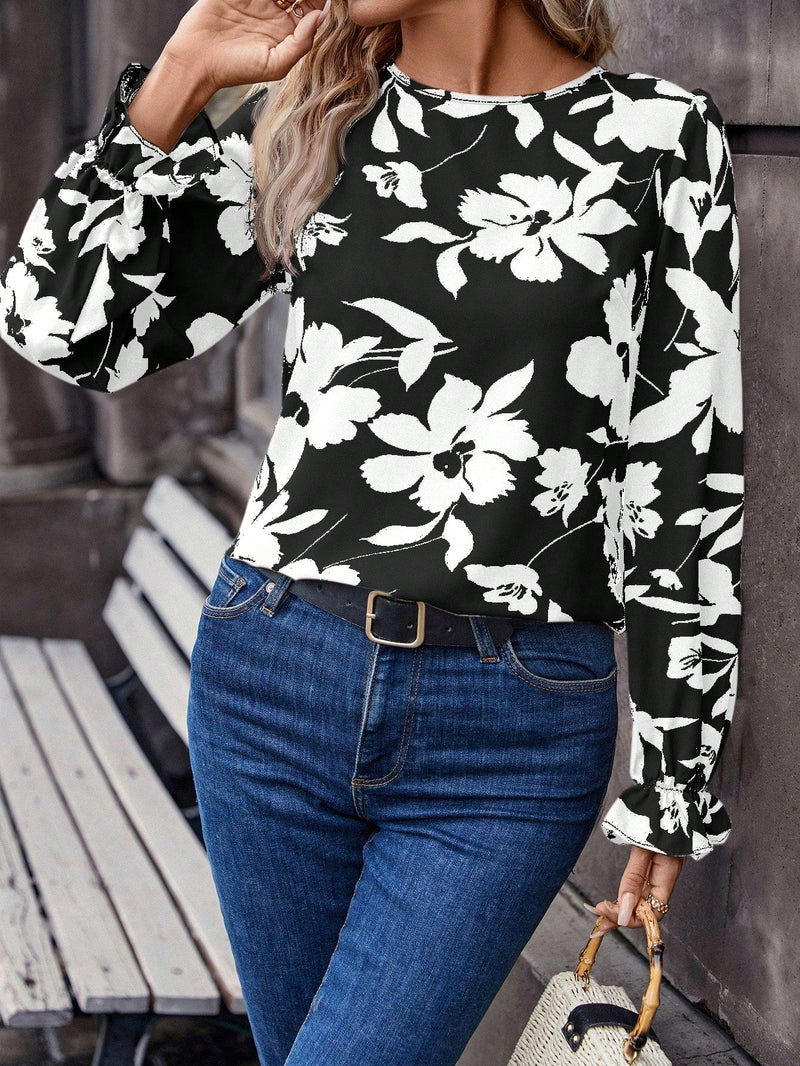 Frenchy Camisa De Mujer Con Estampado Floral Y Nudo En La Espalda