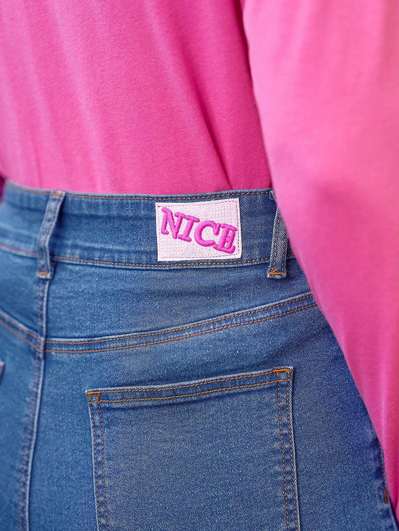 Frenchy Jeans De Estilo Simple Y Corte Recto Para Mujer