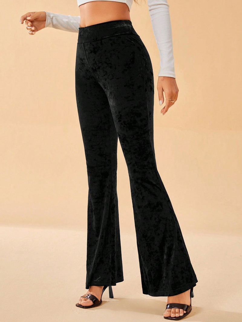 Tall Pantalones Acampanados De Terciopelo Para Mujeres