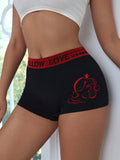 Shorts boxer de mujeres con estampado de letra de talle alto de rayas