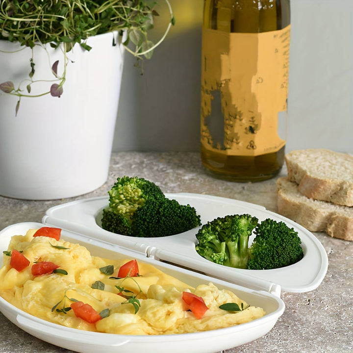 1pc Cocedor de Huevos y Vaporizador para Microondas - Fácil de Usar, Gadget de Cocina Duradero de PP para Tortillas Esponjosas y Verduras al Vapor, Seguro para Alimentos, No Requiere Electricidad