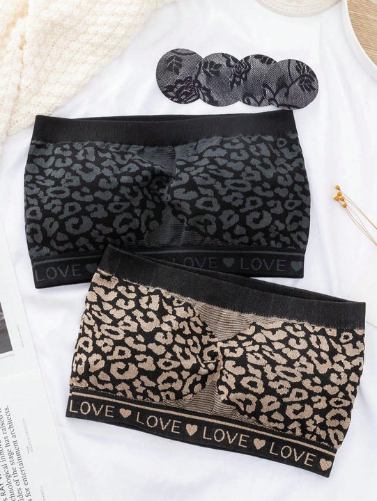 Top bandeau inconsutil con estampado de leopardo para mujeres
